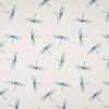 Dvojitá gázovina/ mušelín potisk modré poletující vážky na bílé